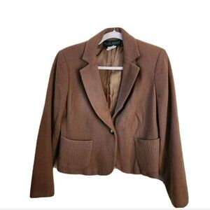 Harve Bernard Vintage Camel Wool Cashmere One Button Blazer Size 6